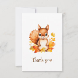 Personlig Cute Animal Squirrel Höst löv Tack Kort