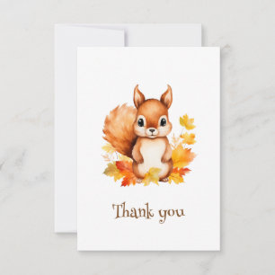 Personlig Cute Animal Squirrel Höst löv Tack Kort