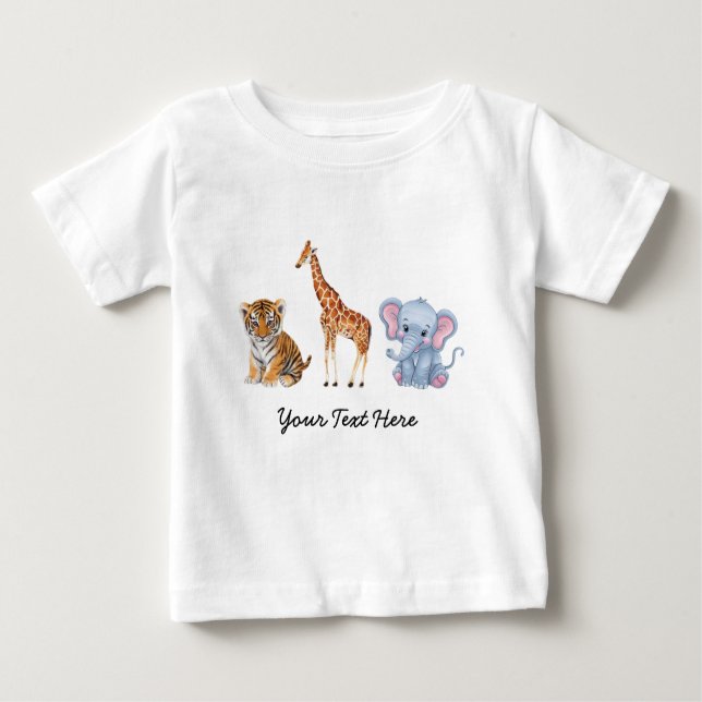 Personlig Cute Animals elephant Tiger Giraffe T Shirt (Framsida)