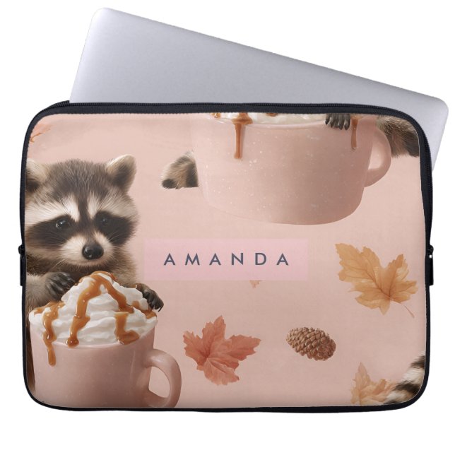 Personlig Cute Autumn Raccoon Mönster Laptop Fodral (Framsidan)