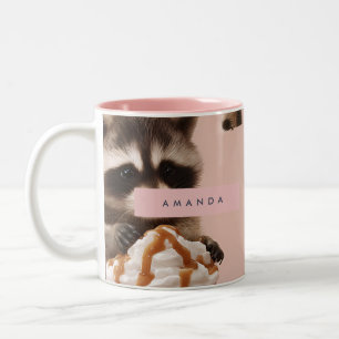 Personlig Cute Autumn Raccoon Mönster Två-Tonad Mugg