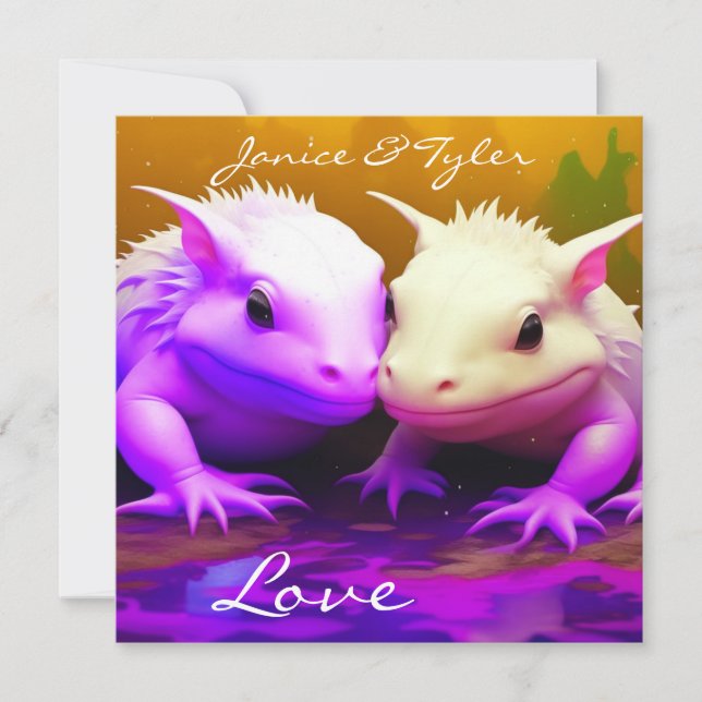 Personlig Cute Axolotl Couple Kärlek AI art (Framsida)