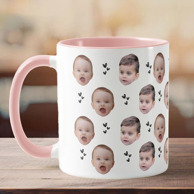 Personlig Cute Baby Ansikte 2 Foton Mugg (Skapare uppladdad)