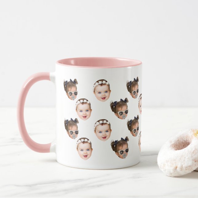 Personlig Cute Baby Ansikte 2 Foton Mugg (Med munk)