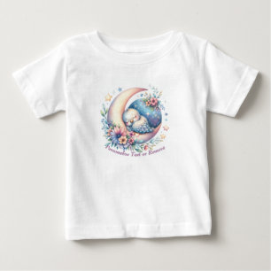 Personlig Cute Baby Bird Spipande vid Måne T Shirt