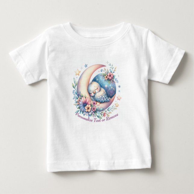 Personlig Cute Baby Bird Spipande vid Måne T Shirt (Framsida)