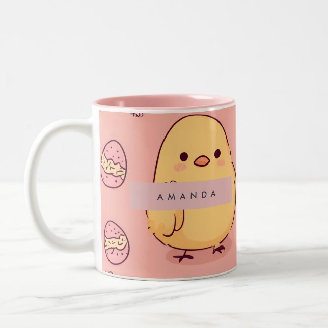 Personlig Cute Baby Chick Mönster Två-Tonad Mugg (Vänster)