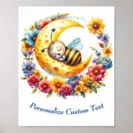 Personlig Cute Baby Humla Spipande vid Måne Poster