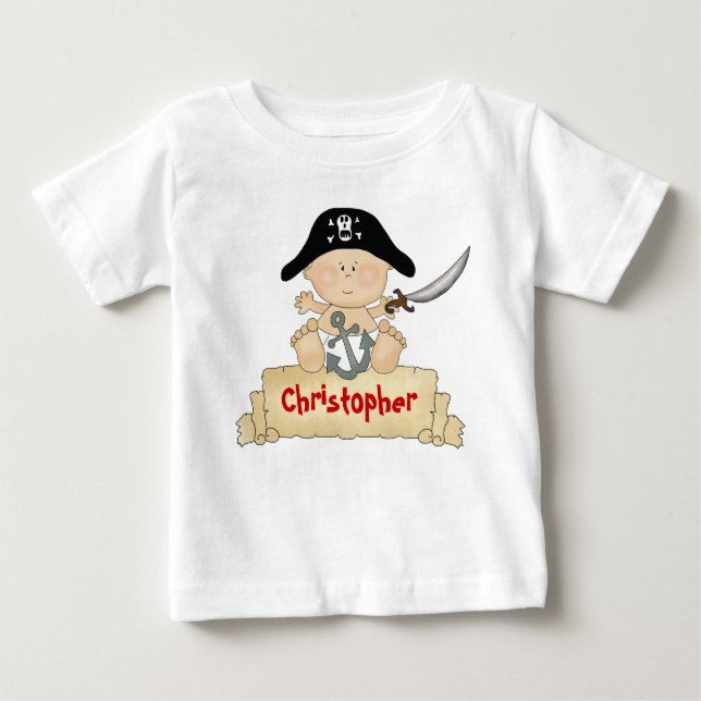 Personlig Cute Baby Pirat Boys Tee Shirt (Framsida)