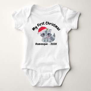 Personlig Cute Baby Raccoon Min första jul T Shirt