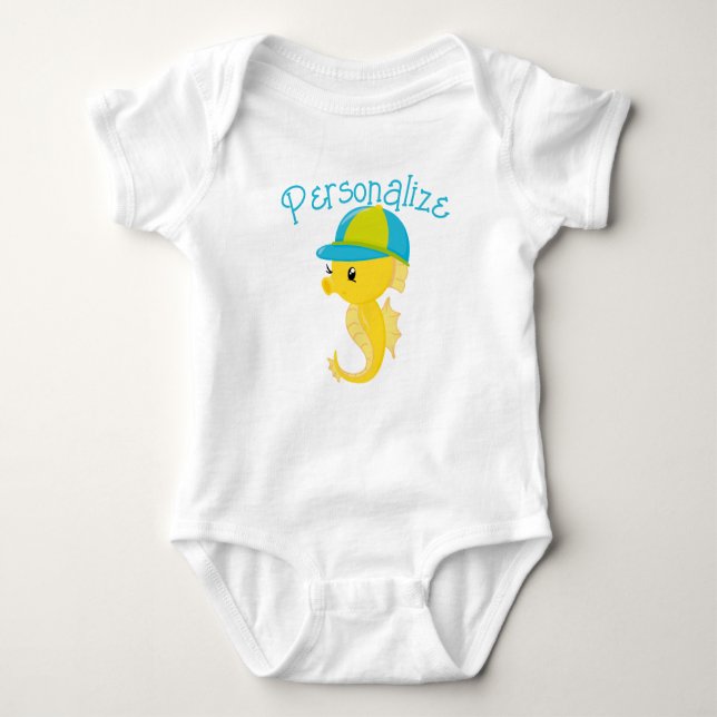 Personlig Cute Baby Seahorse Baby Shower Gift T Shirt (Framsida)
