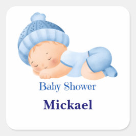 Personlig Cute Baby Shower Fyrkantigt Klistermärke