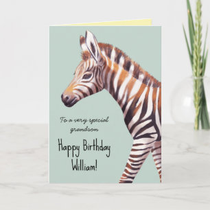 Personlig Cute Baby Zebra Birthday Kort