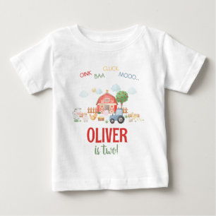 Personlig Cute Barnyard Farm Animal Birthday T Shirt