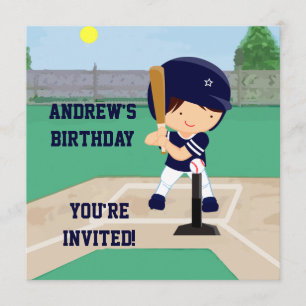 Personlig Cute Baseball tecknad Player Inbjudningar
