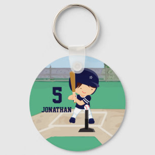 Personlig Cute Baseball tecknad-spelare Nyckelring
