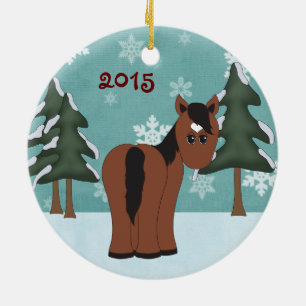 Personlig Cute Bay Horse Winter Ornament