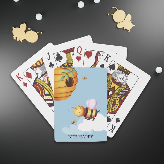 Personlig Cute Bee och Beehive Blue Casinokort (Personalized Cute Bee Beehive Blue Playing Cards)