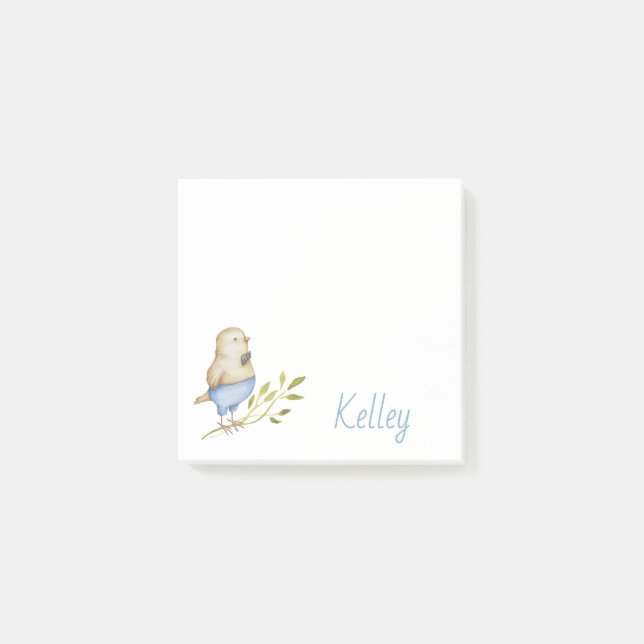 Personlig Cute Bird Botanid Post-it Block (Framsida)