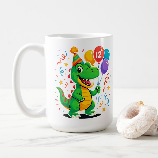 Personlig Cute Birthday Dino Kids Kaffemugg (Med munk)