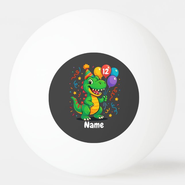 Personlig Cute Birthday Dino Kids Pingisboll (Framsidan)