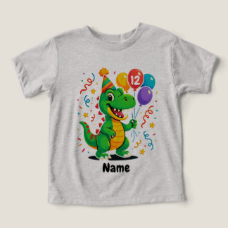Personlig Cute Birthday Dino Kids T Shirt