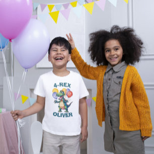 Personlig Cute Birthday Dinosaur T-shirt