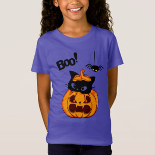 Personlig Cute Black Cat i Pumpkin Halloween T Shirt