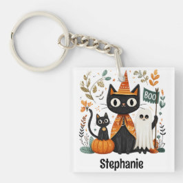 Personlig Cute Black Cat och Ghost Halloween