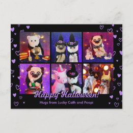 Personlig Cute Black Hearts Halloween Photo Vykort