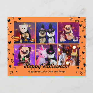 Personlig Cute Black Hearts Halloween Photo Vykort