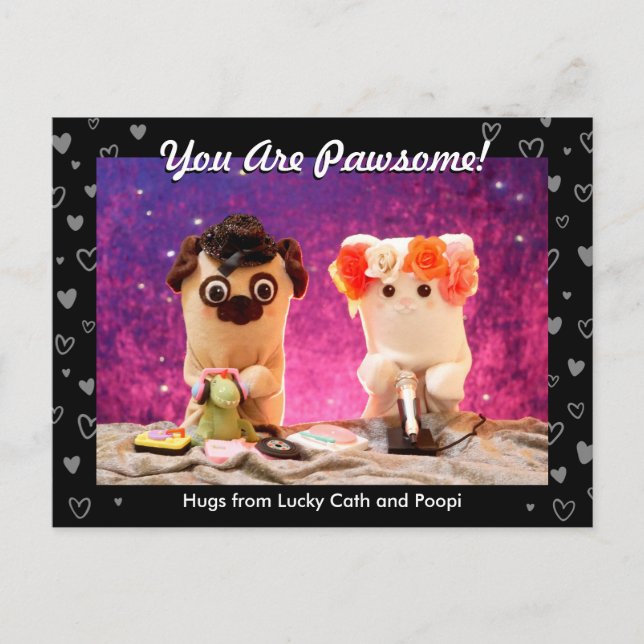 Personlig Cute Black Hjärtar fotomodern Vykort (Framsida)