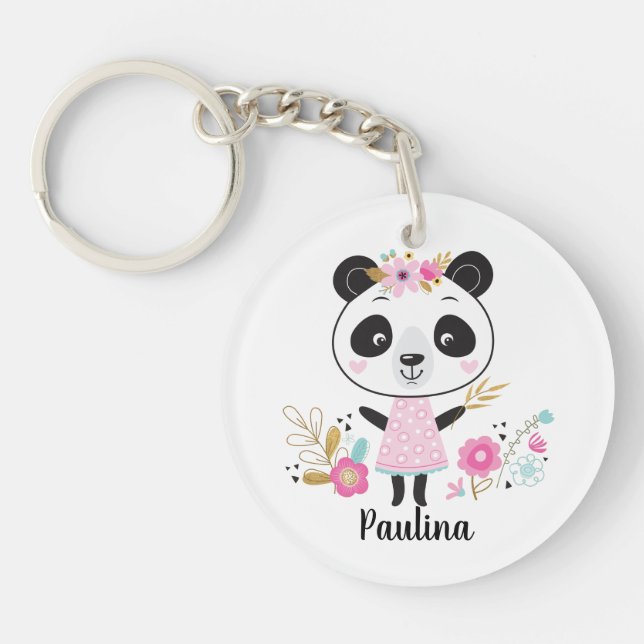 Personlig Cute Black White blommigt Panda Bear (Framsidan)