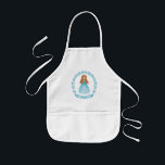 Personlig Cute Blue Girly Royal Princess Barnförkläde<br><div class="desc">En söt brun prinsessa i en blå glatt klänning dekorerar den här plattan. Anpassa det med dina flickor namn. En bra gåva till en flickfödelsedag eller jul. Designad av Blackberry Boulevard.</div>
