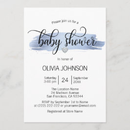 Personlig Cute Blue Guld White BOY Baby Shower Inbjudningar