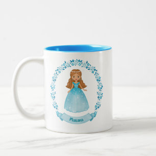 Personlig Cute Blue Royal Princess Två-Tonad Mugg