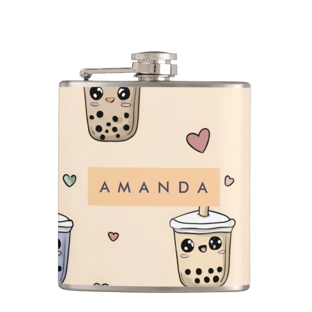 Personlig Cute Boba Tea Mönster Fickplunta (Framsidan)