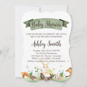Personlig Cute Boho Woodland Baby Shower Inbjudan