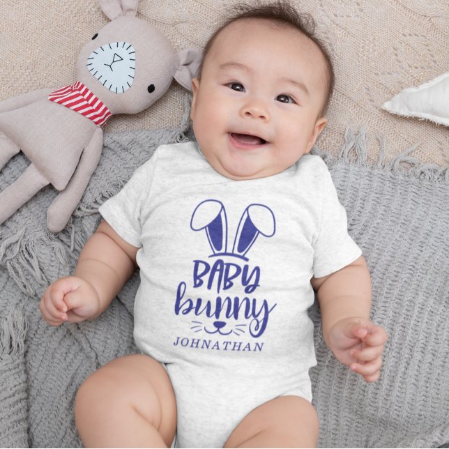 Personlig Cute Boy Baby Bunny Påsk T Shirt (Personalized Cute Boy Baby Bunny Easter Baby Bodysuit)