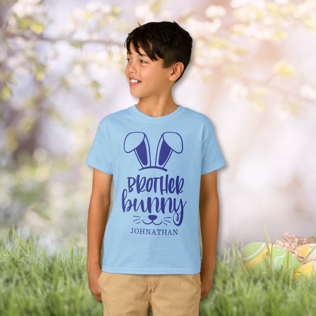Personlig Cute Boy Brother Bunny Påsk T Shirt (Personalized Cute Boy Brother Bunny Easter T-Shirt)
