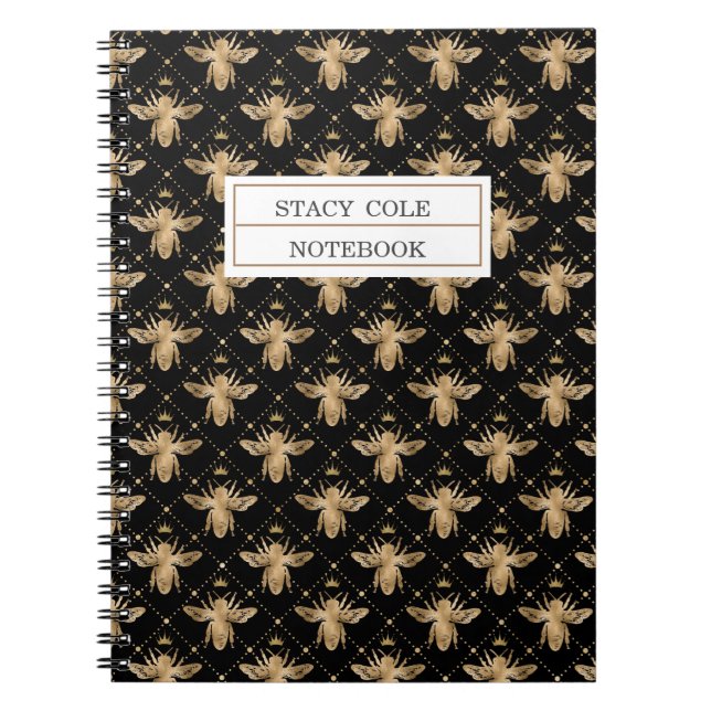 Personlig Cute Brown Honeycomb Bee Design Anteckningsbok (Framsidan)