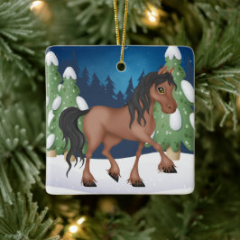 Personlig Cute Brown Horse Jul Julgransprydnad Keramik