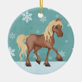 Personlig Cute Brown Horse Jul Julgransprydnad Keramik
