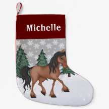 Personlig Cute Brown Horse Winter Scene