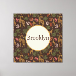 Personlig Cute Brown Safari Giraffe Blommigt Canvastryck