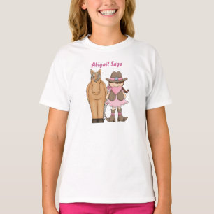 Personlig Cute Brunette Cowgirl and Horse T-shirt