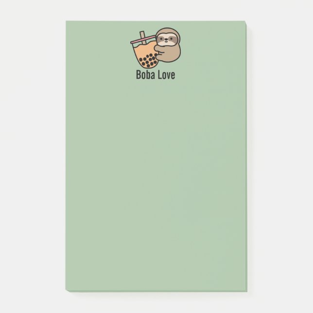 Personlig Cute Bubble Tea & Sloth Post-it Block (Framsida)