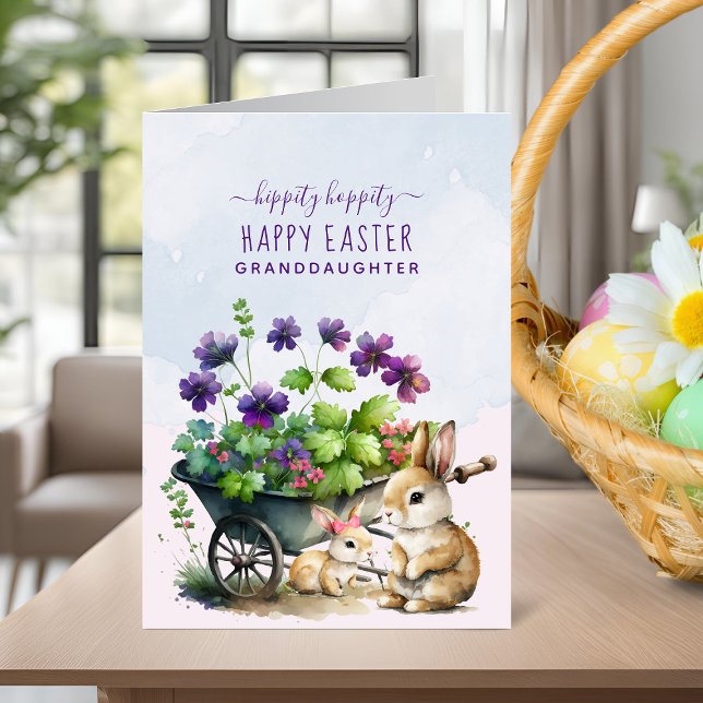 Personlig Cute Bunnies Granddotter Påsk Helgkort (Personalized Cute Bunnies Granddaughter Easter Holiday Card)