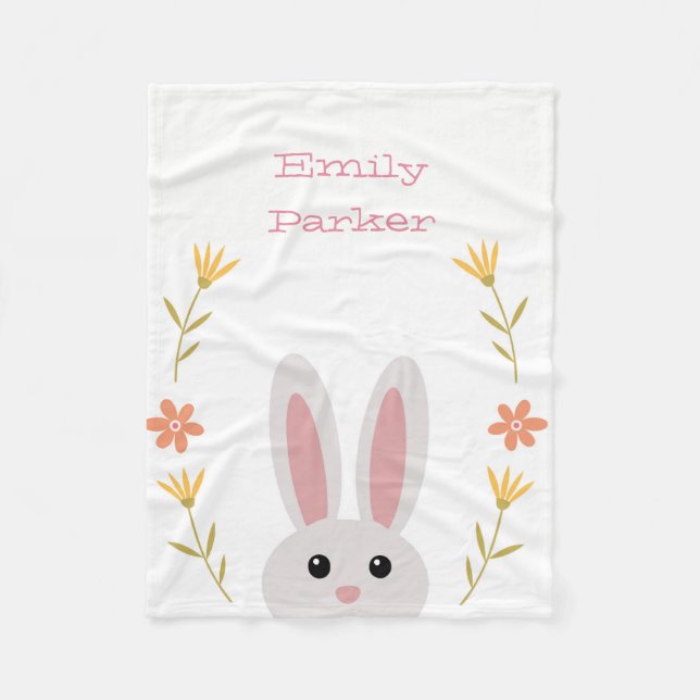 Personlig Cute Bunny Fleece Blanket (Framsidan)
