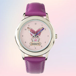 Personlig Cute Bunny Kids' Watch - Anpassat namn Armbandsur